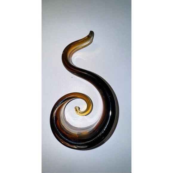 Brown black glass snake shape Murano style - Picture 11 of 13